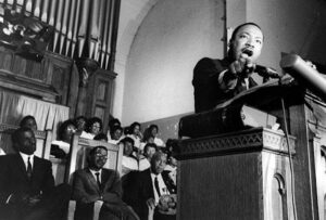 Reverend Martin Luther King Jr. preaching at Ebenezer Baptist Church is a highlight of the 2024 Laura Claridge interview with Stephen FitzGerald, editor of Alphabet Box.